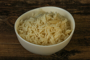 Steamed basmati rice in the bowl