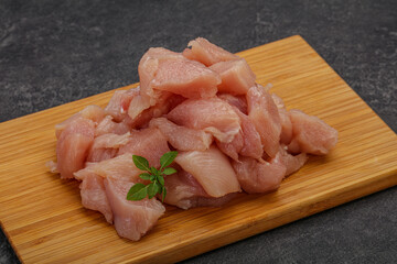 Raw diced chicken for cooking