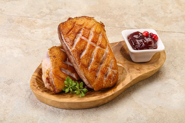 Roasted duck breast with sauce