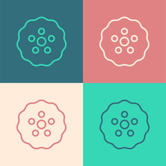 Pop art line Gear icon isolated on color background. Cogwheel gear settings sign. Cog symbol. Vector