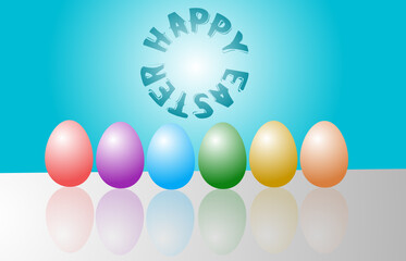 easter eggs on a blue background