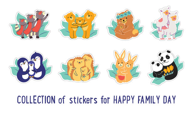 Collection of vector illustrations for International family day designs.