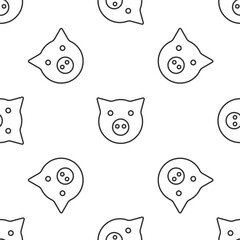 Grey line Pig icon isolated seamless pattern on white background. Animal symbol. Vector © vector_v