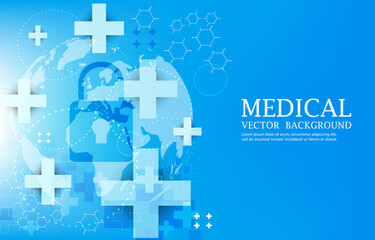 Vector medical world lock down concept