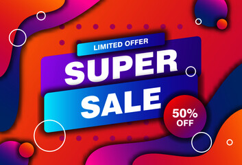 Super big sale horizontal colorfull banner Free Vector