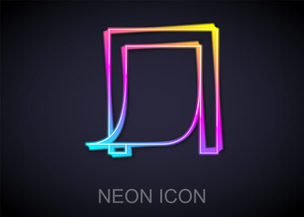 Glowing neon line Door for pet icon isolated on black background. Vector