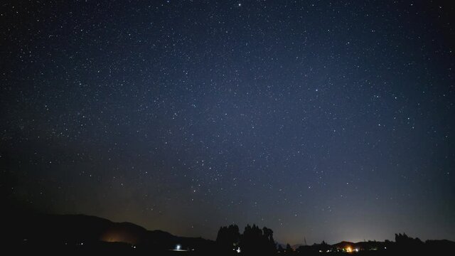 タイムラプス　山から昇る天の川　星空の動き　4月
