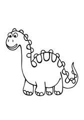 Vector cartoon silhouette outline black line art drawing of a fun cute baby dino diplodocus dinosaur.Coloring page for children.Plotter cutting.Laser cut.Vinyl wall sticker decal. Print. DIY.