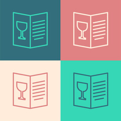 Pop art line Restaurant cafe menu icon isolated on color background. Vector