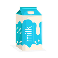 Milk carton box isolated on white background. Milk packet paper box. Vector illustration.