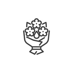Wedding flowers bouquet line icon