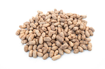 Fresh peanuts isolated on white background.