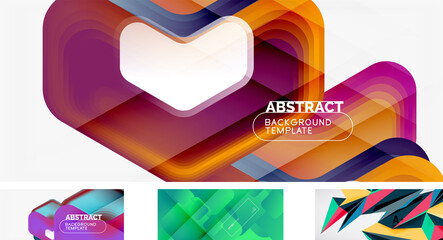 Vector abstract background set. Trendy modern geometric shapes