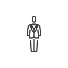 Groom in tuxedo line icon