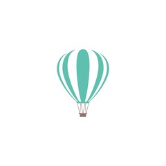 Fototapeta premium blue hot air balloon. Flat cartoon icon. Vector illustration