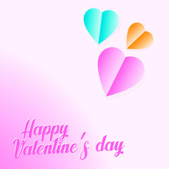 Paper elements in shape of heart flying on pink background. Vector symbols of love for Happy Women's, Mother's, Valentine's Day, birthday greeting card design.