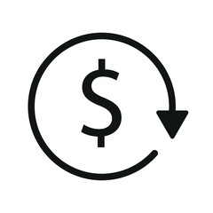 Chargeback glyph icon, line style. Chargeback is a time when money is held by the bank because of a dispute when a card transaction occurs