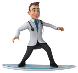 Fun 3D cartoon doctor surfing