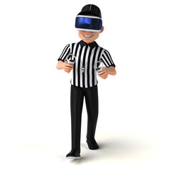 Fun 3D Illustration of a referee with a VR Helmet