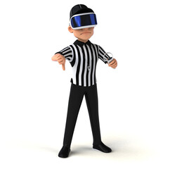 Fun 3D Illustration of a referee with a VR Helmet