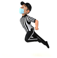 Fun 3D Illustration of an american Referee with a mask