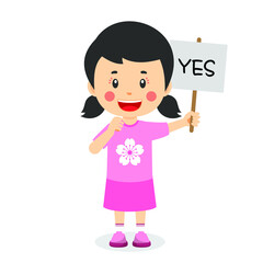 Cute Kid Girl Carry Correct Sign