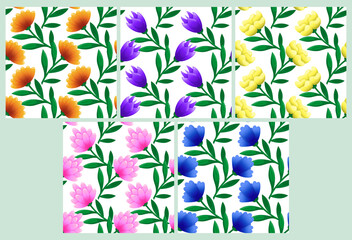 Fototapeta na wymiar Set of floral patterns.