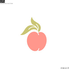 Fresh peach. Abstract fruit. Japanese white peach with leaves 