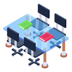 
A trendy and modern isometric icon of office 

