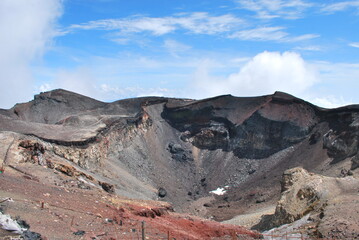 富士登山の風景、富士山頂、噴火口