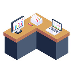 
Work table isometric icon is editable and premium 

