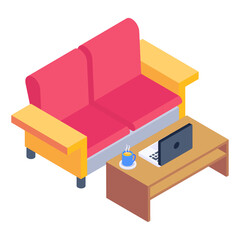 
Work table isometric icon is editable and premium 

