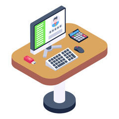 
Work table isometric icon is editable and premium 

