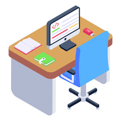 
Work table isometric icon is editable and premium 

