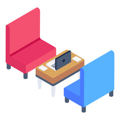 
Work table isometric icon is editable and premium 

