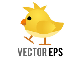Vector yellow baby chicken, chick eye and orange month in side view