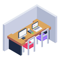 
Work table isometric icon is editable and premium 

