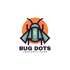 Vector Logo Illustration Bug Simple Mascot Style.