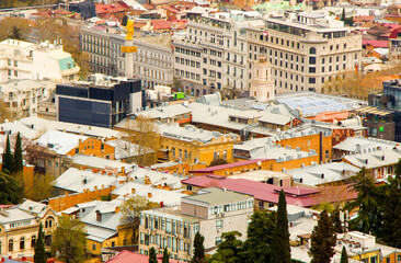 Fototapeta premium Tbilisi city view and cityscape, capital of Georgia, old famous architecture and building