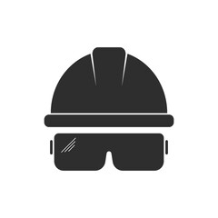Safety helmet and glasses icon in modern outline style design