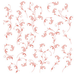 A collection of ornamental materials composed of curved lines,