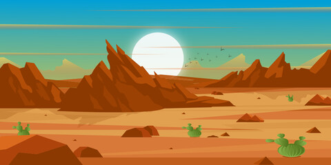 
Download this desert background vector with premium offer, flat desert view illustration  

