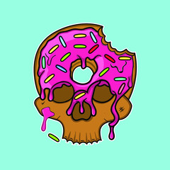 skull donuts vector illustration