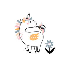 Cute unicorn cartoon character