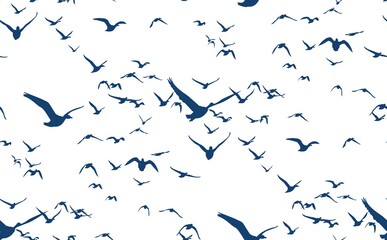The Seamless background with flight ducks in the sky.
