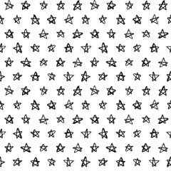 Stars seamless pattern, line drawing. A seamless pattern made with hand drawn stars.
