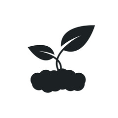 plant and leaves icon with white background