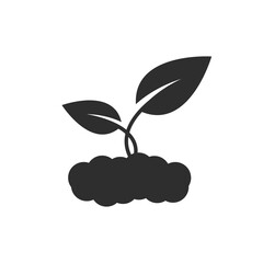 plant and leaves icon with white background