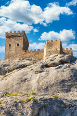 Sudak Genoese fortress. Sunny summer day. Beautiful nature.  