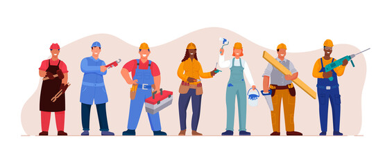 Fototapeta premium Professional technician worker employee team together